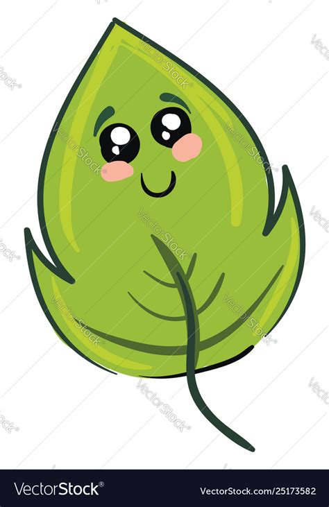 Emoji A Cute Leaf Or Color Royalty Free Vector Image