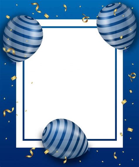 Premium Vector Blue Balloon And Gold Ribon With Blue Background