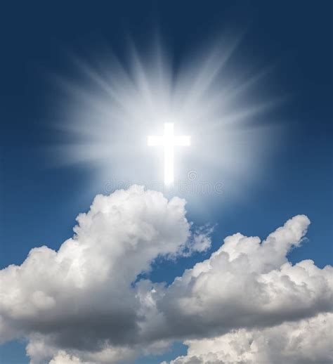 Glowing Holy Cross In The Blue Sky Stock Photo Image Of Forgiveness