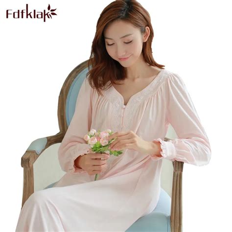 Fdfklak Maternity Sleepwear Pregnancy Dress Loose Pregnant Women Clothes Long Sleeve Nightdress