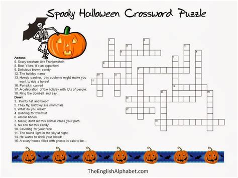 7 Halloween Crossword Printable Medium Level