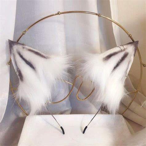 22in White Wolf Tail Wolf Ears Cosplay Animal Ears Plush Etsy