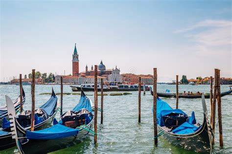 Church Of San Giorgio Maggiore Island And Gondolas In Venice Italy