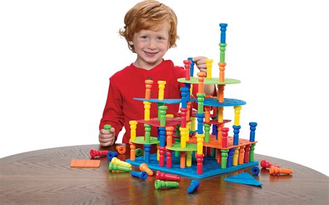 Tall Stacker Pegs Building Set Lucky Duck Toys