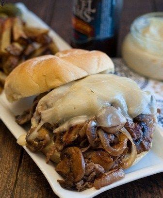 This recipe combines tender shaved steak, melted provolone cheese, caramelized onions, mushrooms sautéed in bourbon, and our roasted garlic aioli into one amazingly good steak bomb sandwich. Steak Bomb Sandwich | Foodly | Recipes, Yummy food, Food