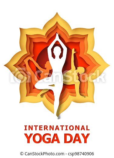 International Yoga Day Poster Template Vector Illustration In Paper Art Style Healthy