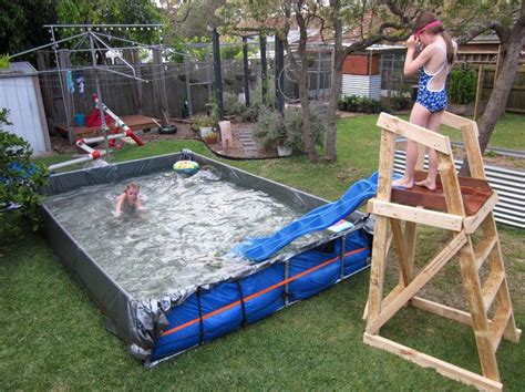 This ladder is appropriate for inflatable pools or above ground pools with wall heights of 36 (3 feet) or lower. Giant DIY Paddling Pool in Backyard - The Dirt Effect ...