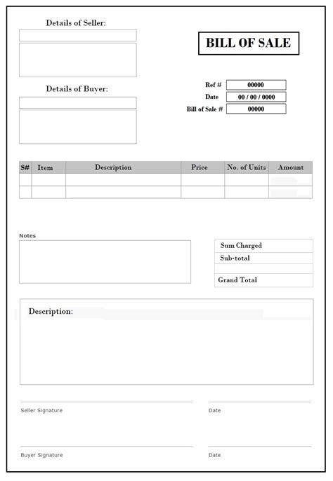 Printable Bill Of Sale Template Free Word And Excel Templates