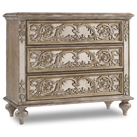 Hooker Furniture Living Room Accents Ornate Mirrored Chest With 3