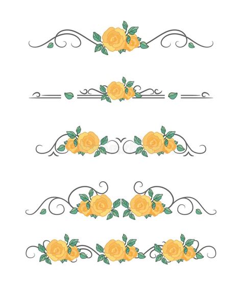 Vector Text Dividers With Yellow Roses Stock Vector Illustration Of