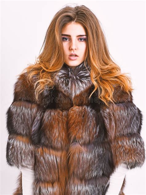 woman makeup and hairstyle posing mink or sable fur coat fur fashion