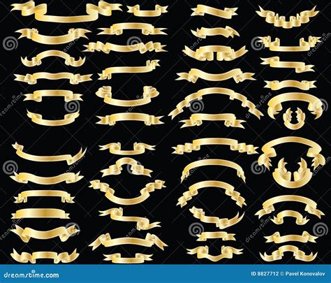 Set Of Golden Ribbons Stock Vector Illustration Of Collection 8827712