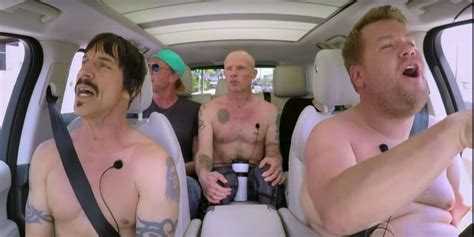 red hot chili peppers carpool karaoke james corden goes shirtless with red hot chili peppers