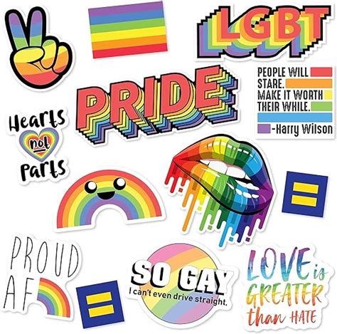 Lgbtq Pride Sticker Pack Gay Pride Accessories Including 12 Rainbow
