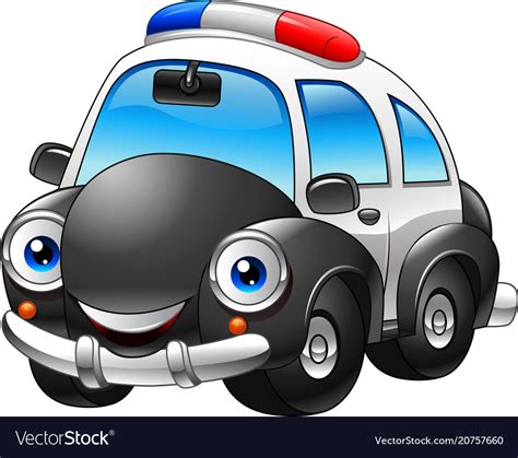Cartoon Police Car Character Royalty Free Vector Image