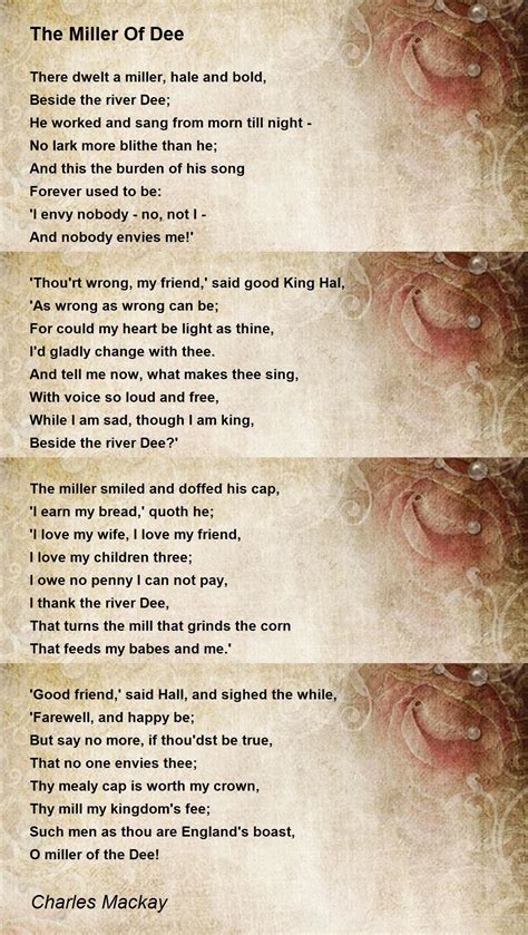 The Miller Of Dee Poem By Charles Mackay Poem Hunter