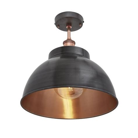 Brooklyn Dome Flush Mount 13 Inch Pewter And Copper Dome Pendant