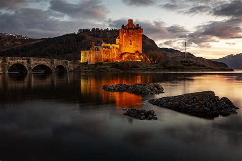 Hd Wallpaper Brown Dungeon Water Night Bridge Castle Scotland