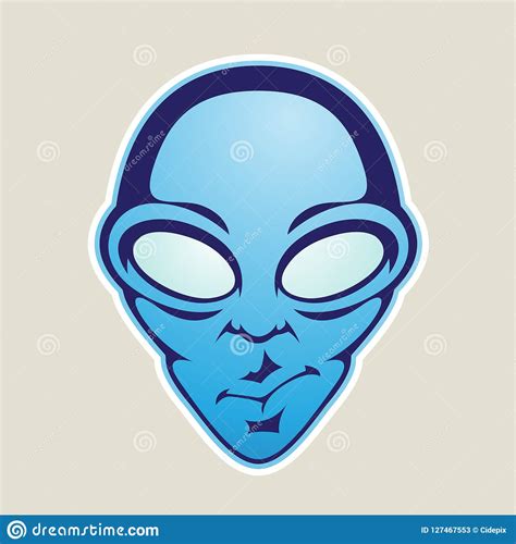 Blue Alien Head Cartoon Icon Vector Illustration Stock Vector