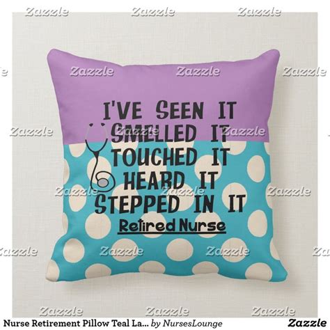 Nurse Retirement Pillow Teal Lavender Polka Dots Zazzle Nurse