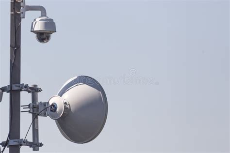 Cctv Security Surveillance Camera An A Street Stock Image Image Of