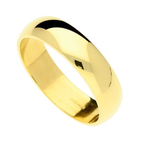 New 18ct Yellow Gold D Shape Mens Wedding Ring 97 Grams Miltons