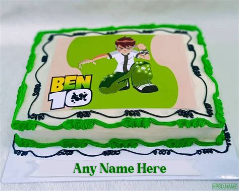 Ben 10 Cartoon Birthday Wishes Cake With Your Name