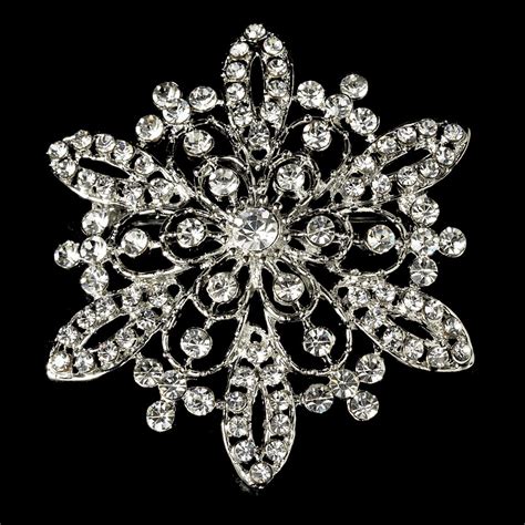 Silver Rhinestone Winter Wedding Snowflake Bridal Brooch Pin Or Hair