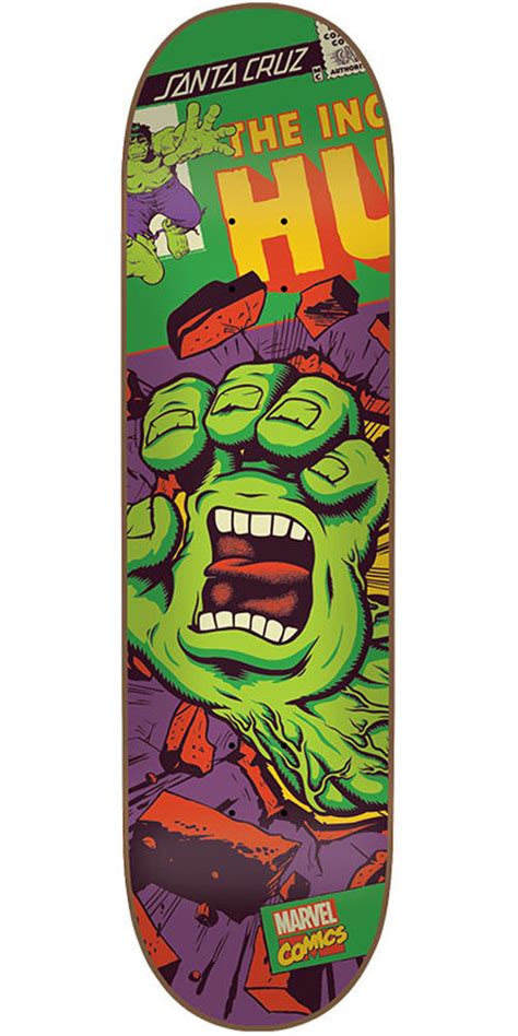 Santa Cruz Marvel Hulk Hand Skateboard Deck Green 3204in X 826in