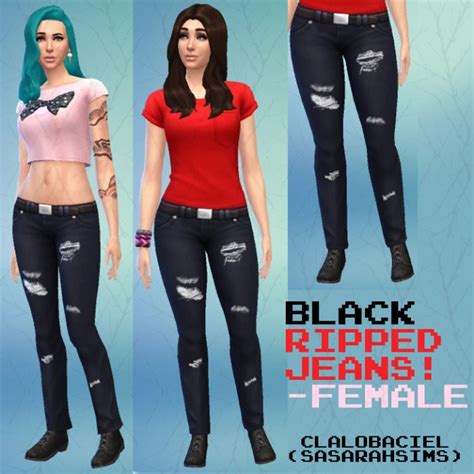 Black Ripped Jeans By Clalobaciel Sims 4 Female Clothes