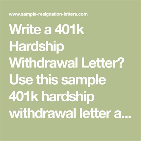 Sample Letter For Hardship Withdrawal Garagenasad