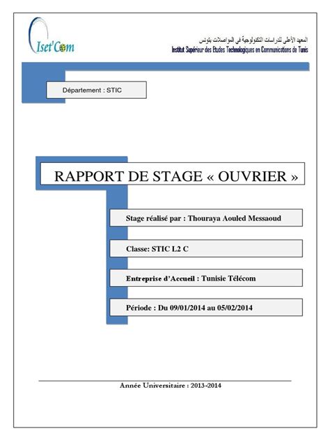 Rapport De Stage Cca 2014docx Fibre Optique Numérique Et Réseaux