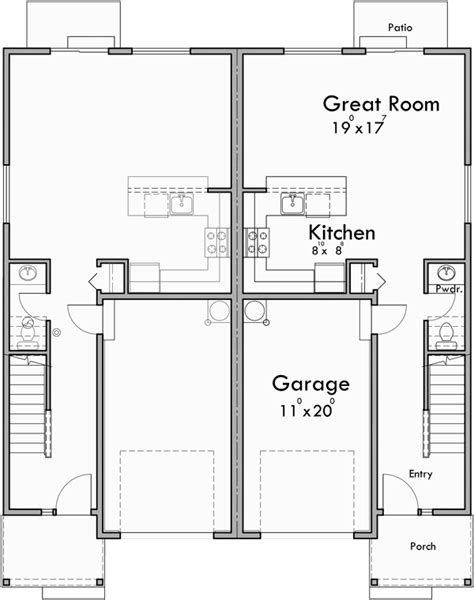 Duplex House Plan Row House Plan Open Floor Plan D 605 Duplex House
