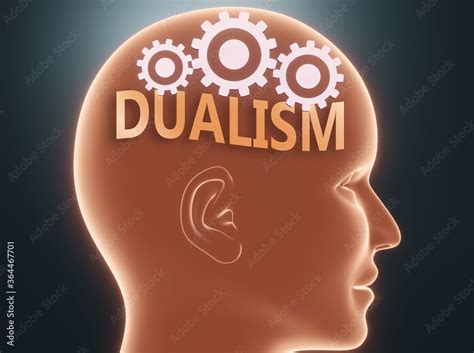 Dualism Inside Human Mind Pictured As Word Dualism Inside A Head With
