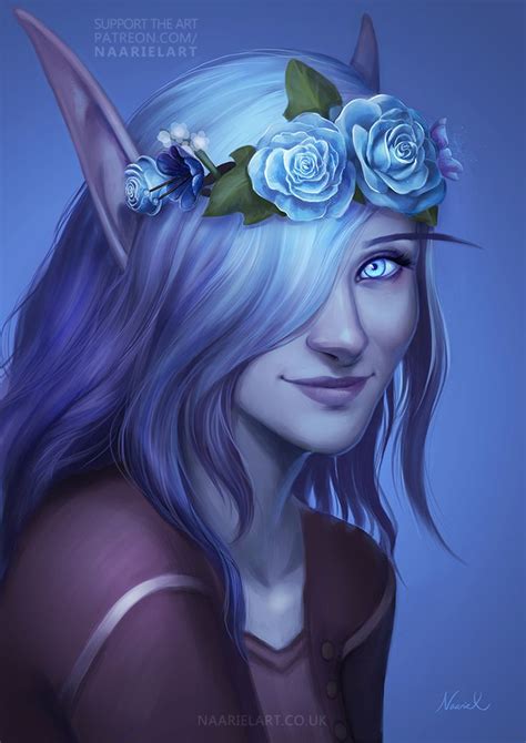 Void Elf Flowercrown Portrait C By Naariel Elf Art Elves Fantasy Warcraft Art