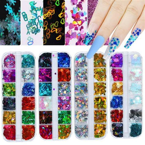 Goodly Nail Glitter Set 12 Colors Holographic Chunky Sequins Glitter