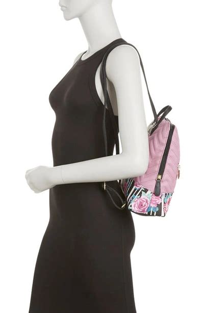 Luv Betsey By Betsey Johnson Mid Sized Backpack In Chevron Mauve With Floral Modesens