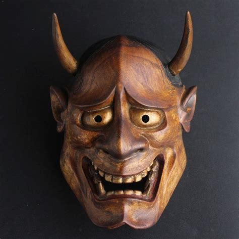 Fine Japanese Hannya Wood Carving Noh Mask Oni Demon Edo Meiji Antique Japan Arts