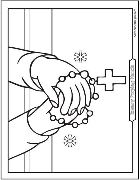 Rosary Coloring Page Picture Of Praying Hands With Rosary
