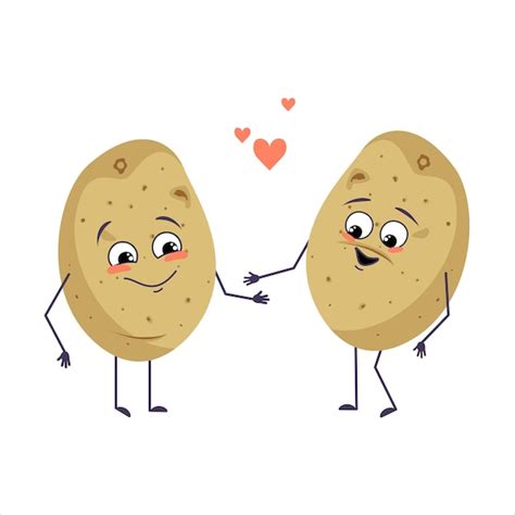 Premium Vector Cute Potato Characters With Love Emotions Smiling Face