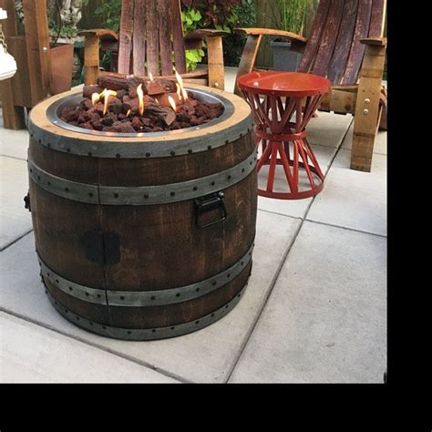 Wine Barrel Gas Fire Pit And Patio Table Etsy Barrel Fire Pit Gas