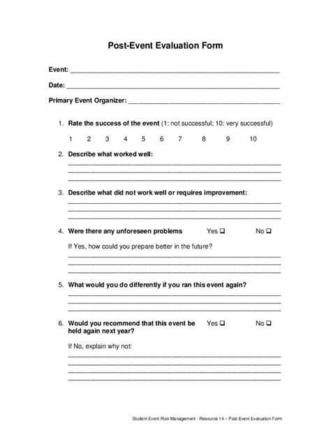 Post Event Evaluation Form 2 Free Templates In Pdf Word Excel Download