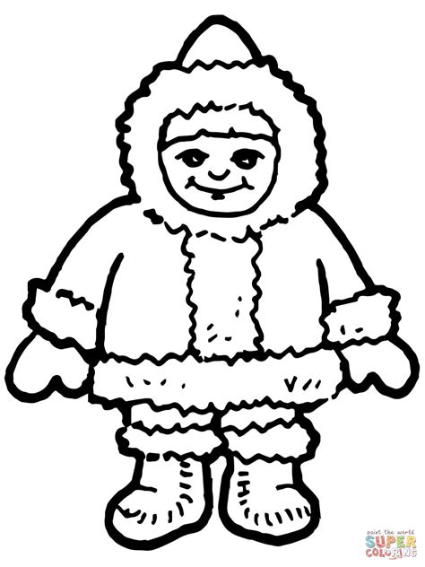Dibujo de Lindo Niño Esquimal Inuit para colorear | Dibujos para