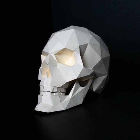 Skull Paper Craft Paper Objet Realistic Low Poly 3d Etsy