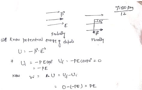 An Electric Dipole Of Dipole Moment P Is Lying Along Uniform Electric