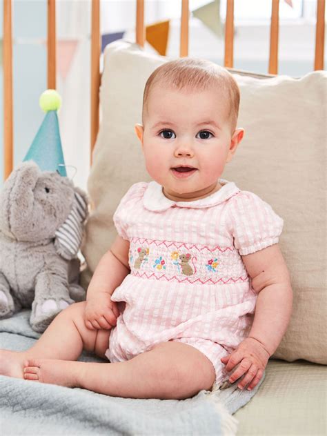 Buy Jojo Maman Bébé Pink Gingham Embroidered Mouse Baby Romper From The