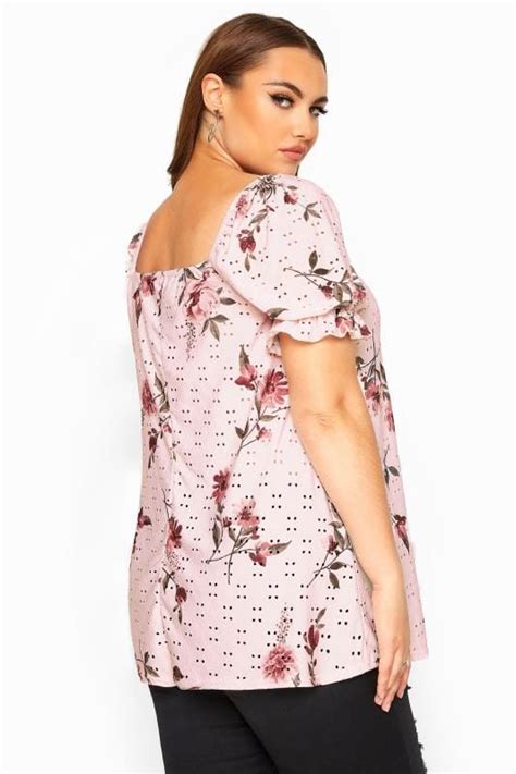 Limited Collection Pink Floral Broderie Anglaise Milkmaid Top Yours