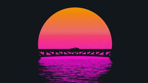 Synthwave Sunset 2560x1441 Bridge Wallpaper Retro Wallpaper
