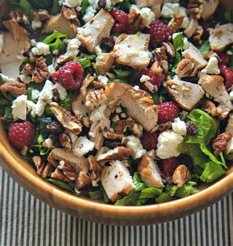 Grilled Chicken Salad With Feta Pecans And Raspberries Healthy Green