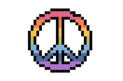 Pixel Rainbow Peace Sign Brik